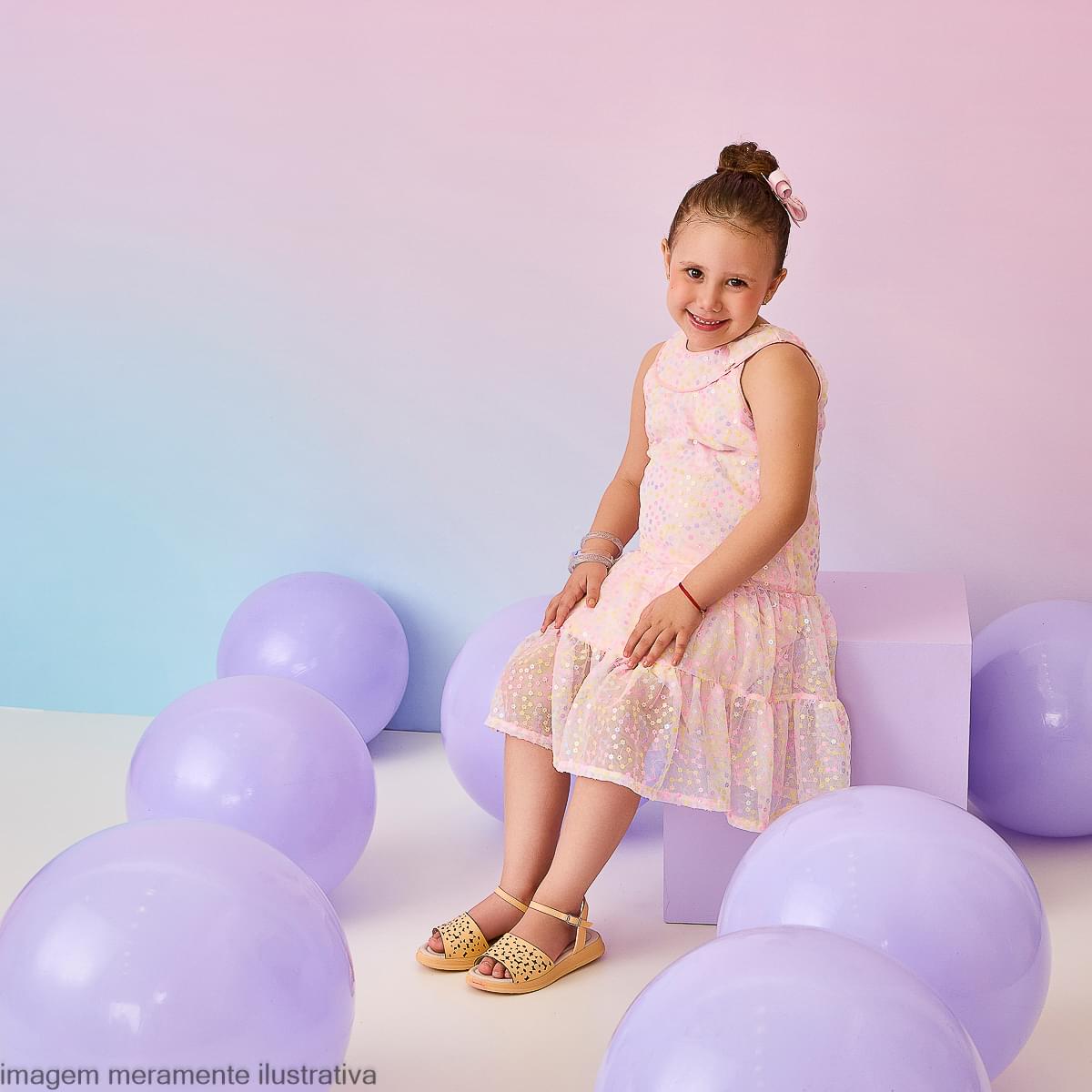 Sandália Infantil Feminina Flower Flores Pessêgo
