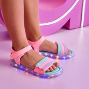 Sandália de Led Infantil Pampili Lulli Coração Perolado Colorida