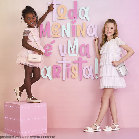 Sapato Infantil Pampili Lana Cascata de Strass Nude