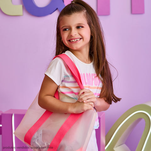 Bolsa Tote Bag Infantil Pampili Perolada Rosa Neon