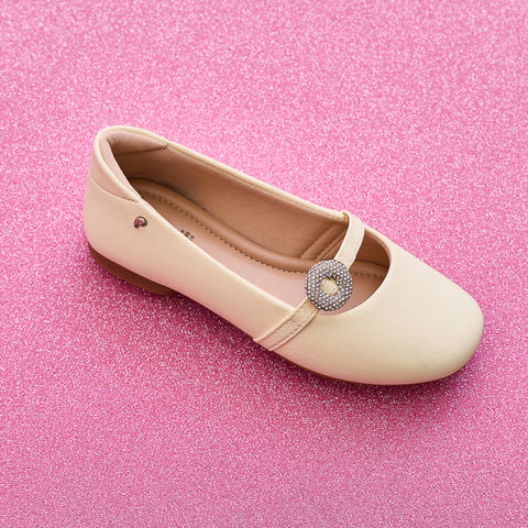 Sapatilha Infantil Feminina Ballet Broche Cravejado Off White