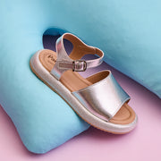 Sandália Infantil Pampili Cora Flatform Metalizada Lisa Prata
