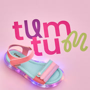 Sandália de Led Infantil Pampili Lulli Coração Perolado Colorida