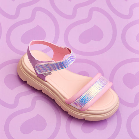 Sandália Infantil Feminina Day Chunky Holográfica Rosa