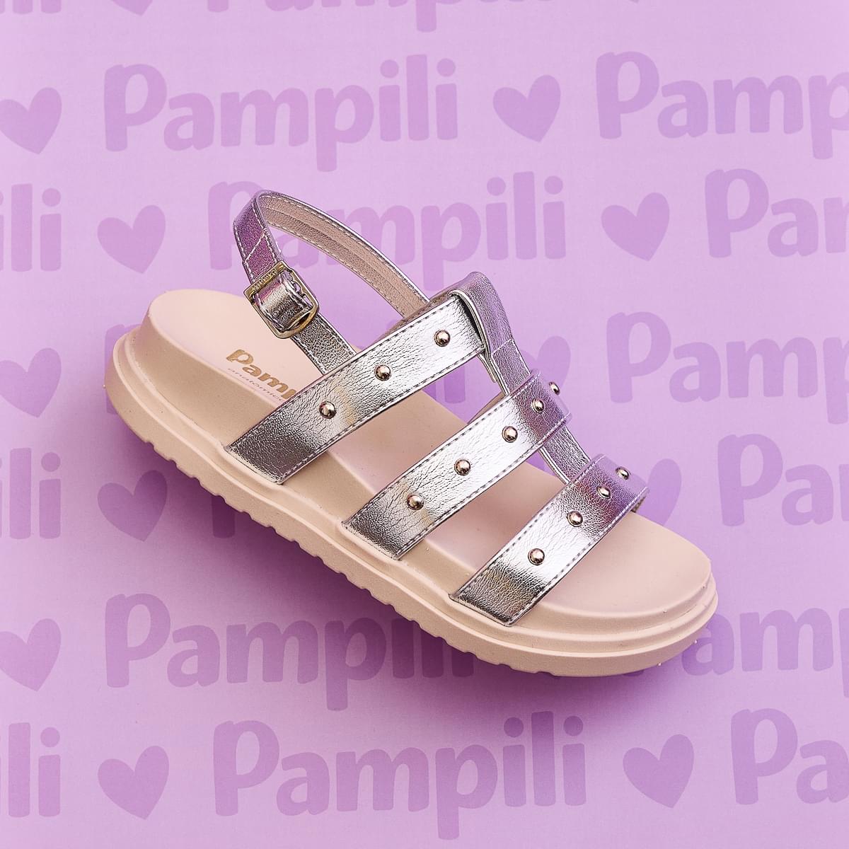 Sandália Infantil Tiras Largas Pampili Olivia Prata