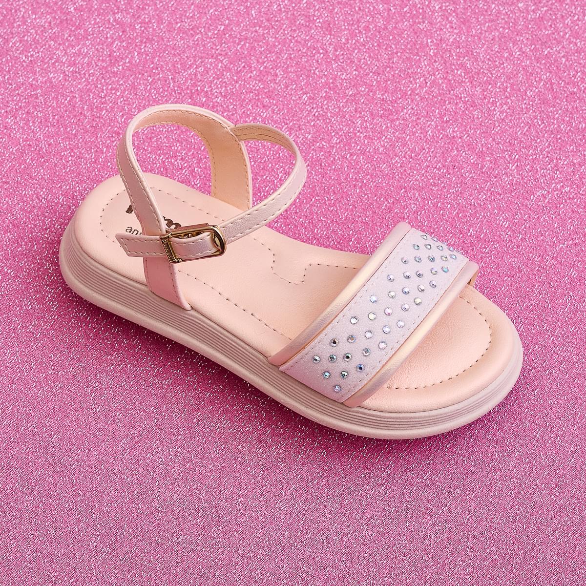 Sandália Infantil Feminina Sand Flower Brilho Nude