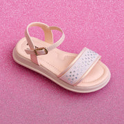 Sandália Infantil Feminina Sand Flower Brilho Nude