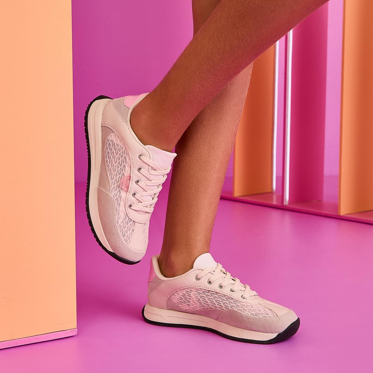 Tênis Infantil Feminino Zeal Tela Rendada Nude