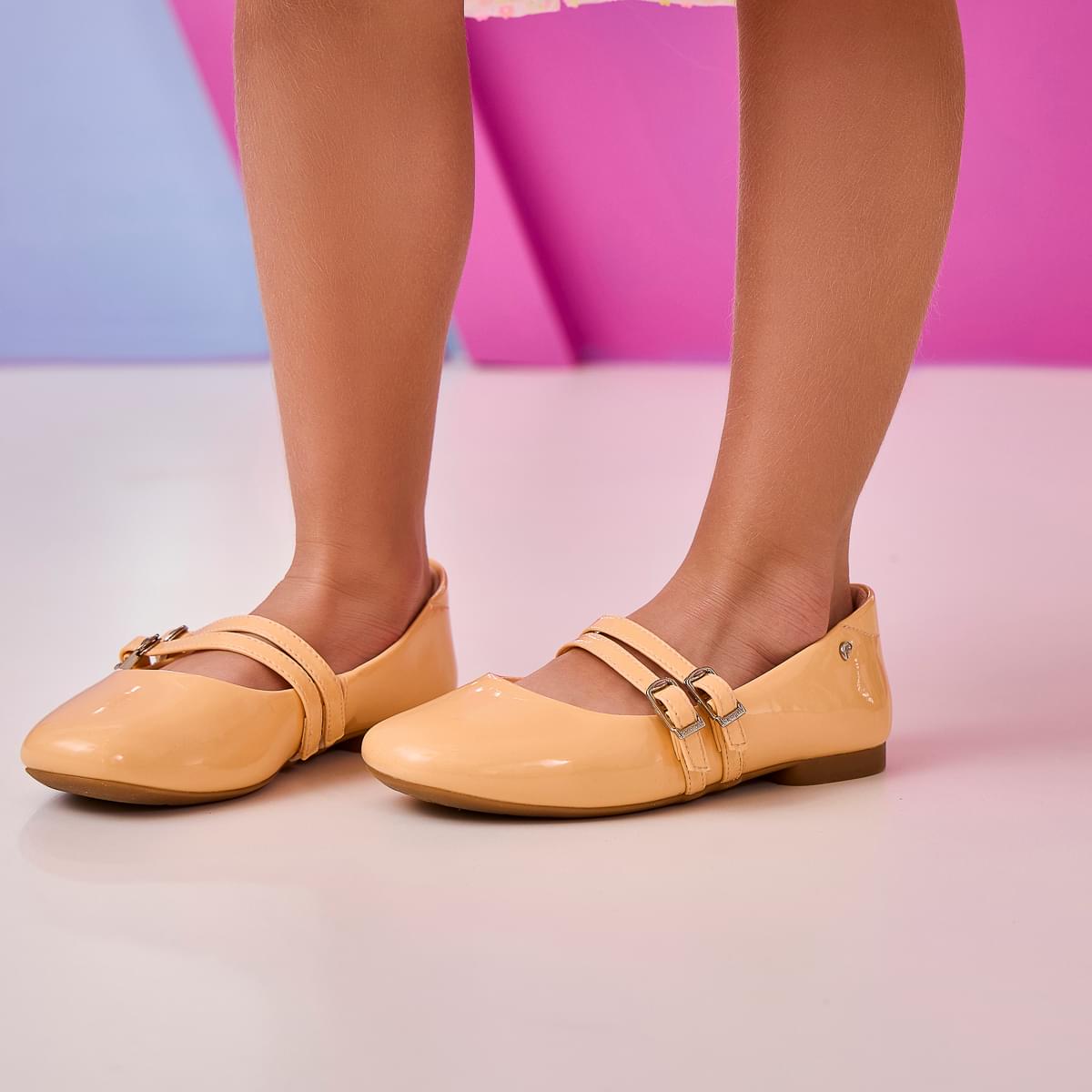 Sapatilha Infantil Feminina Ballet Verniz Pessêgo