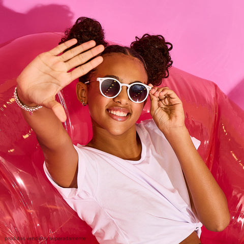 Óculos de Sol Infantil Feminino Acetato Branco