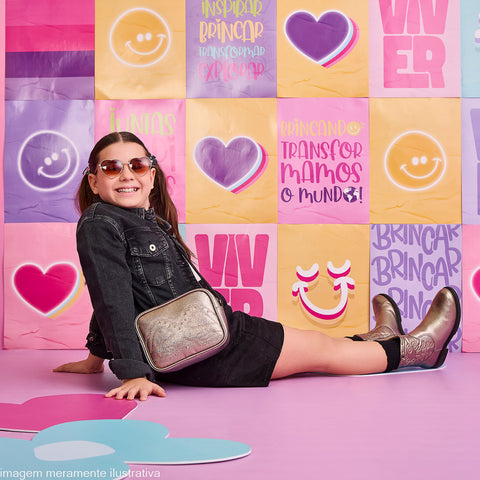 Bolsa Tiracolo Infantil Feminina Western Grafite