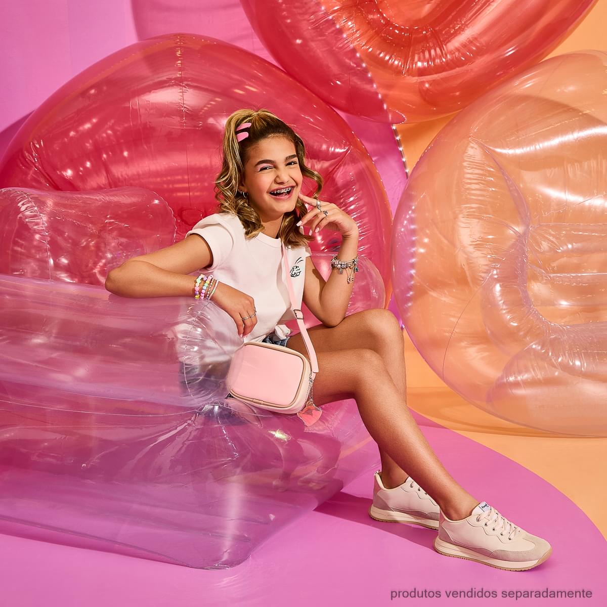 Bolsa Feminina com Chaveiro de Gatinho Rosa