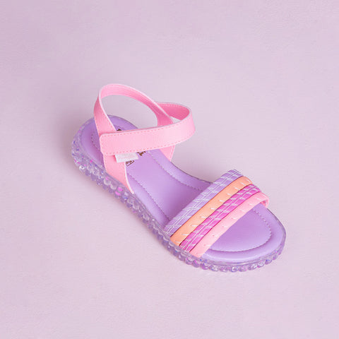 Sandália Papete Infantil Pampili Candy Tiras Bordadas Colorida - papete com velcro