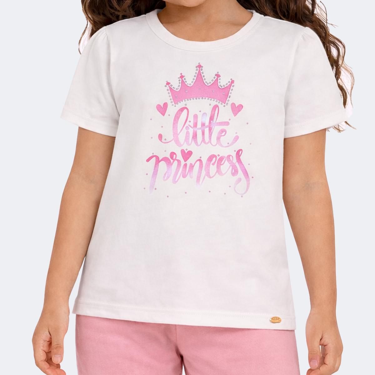 Camiseta Infantil Pampili Little Princess Strass Off White