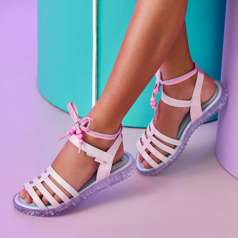 Sandália Infantil Pampili Customize Cordão com Miçangas Colorida