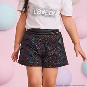 Short Infantil Feminino Pampili Poá Colorido Preto