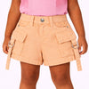 Short Saia Infantil Feminino Jeans Cargo Laranja