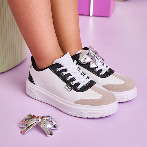 Tênis Infantil Feminino XP 24 Laço Cromado Preto