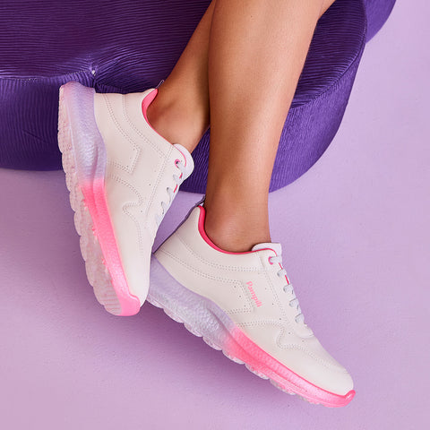 Tênis Infantil Feminino Bubble Flúor Degradê Branco