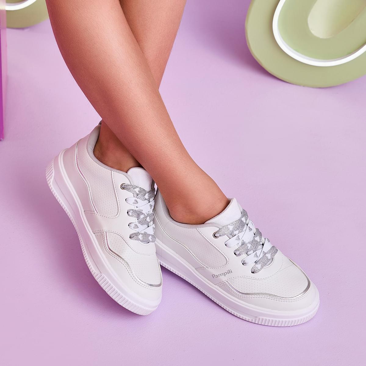 Tênis Infantil Feminino Up Customize Branco Prata