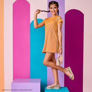 Sandália Infantil Feminina Alana Flatform Tramado Dourada