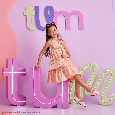 Vestido Infantil Pampili Acetinado Pêssego