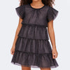 Vestido de Tule Infantil Pampili Camadas Glitter Preto
