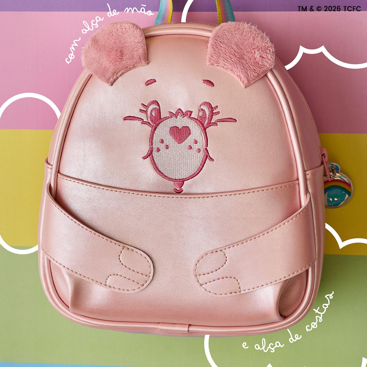 Mochila Infantil Pampili Ursinhos Carinhosos Perolada Rosa