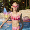 Conjunto de Biquíni Infantil Conchas Rosa Neon