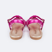 Sandália Infantil Pampili Aurora Tiras em Nó Pink - traseira da sandalia metalizada