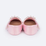 Sapato de Bebê Pampili Nina Flores Rosê Holográfico - traseira do sapato em sintético
