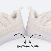 Tênis de Led Infantil Pampili Sneaker Luz Matelassê Comfy Bege