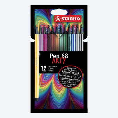 Caneta Stabilo Kit Arty Pen 68 12 Cores Colorida - frente do kit