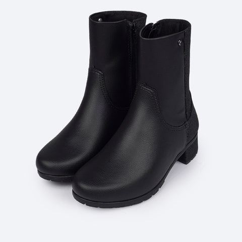 Bota Infantil Feminina Pampili Thayla Traseira Preto - bota infantil de salto para menina