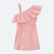 Vestido Infantil Kukiê Assimétrico Rosa - costas do vestido