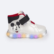 Tênis de Led Infantil Pampili Branco Mickey Mouse e Minnie Mouse - lateral tênis com led