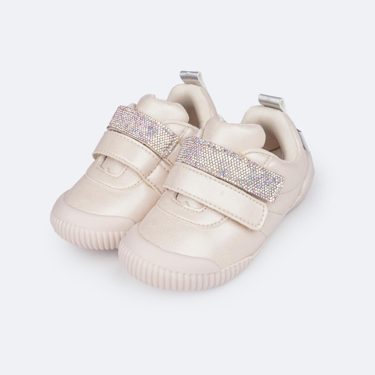 Tênis Infantil Feminino Pampili Yuyu Manta de Strass Nude