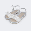 Sandália Infantil Pampili Mili Tiras e Laços com Strass Branca