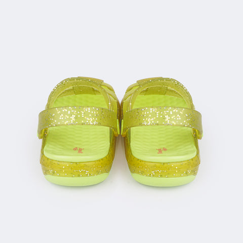 Sandália Crocker Infantil Pampili Glee Glitter Verde Neon - traseira da crocker infantil