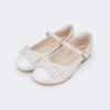 Sapato Infantil Feminino Pampili Angel Laço Duplo Glitter Strass Nude Verniz