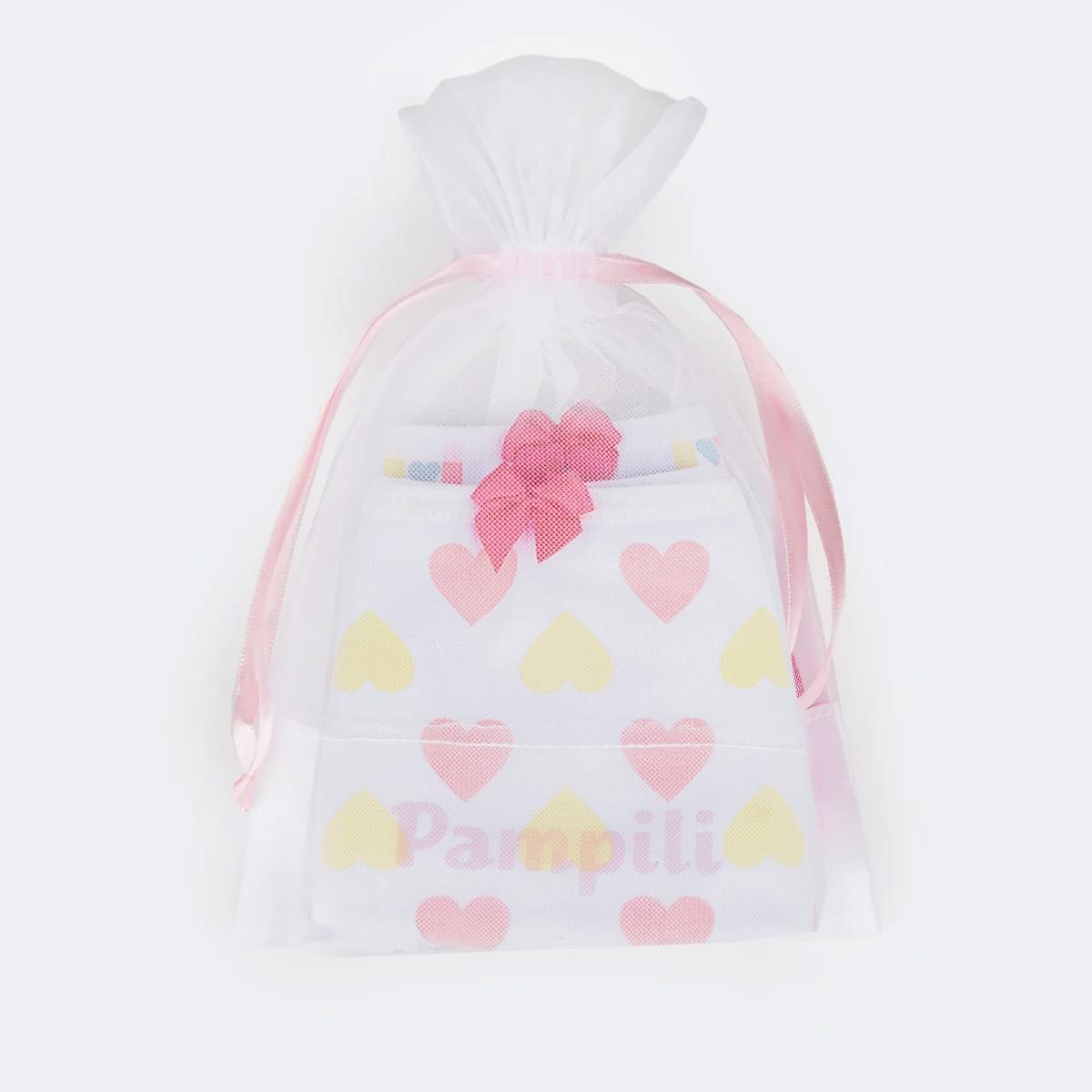 Kit Calcinha Infantil Pampili Sortidas Corações Colorido - calcinha em malha
