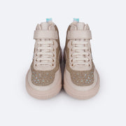 Tênis Cano Médio Infantil Pampili XP 21 Glitter e Strass Nude e Dourado - tenis com elastico