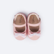 Sapato de Bebê Pampili Nina Momentos Especiais Laço Strass Rosa Glacê - superior do sapato
