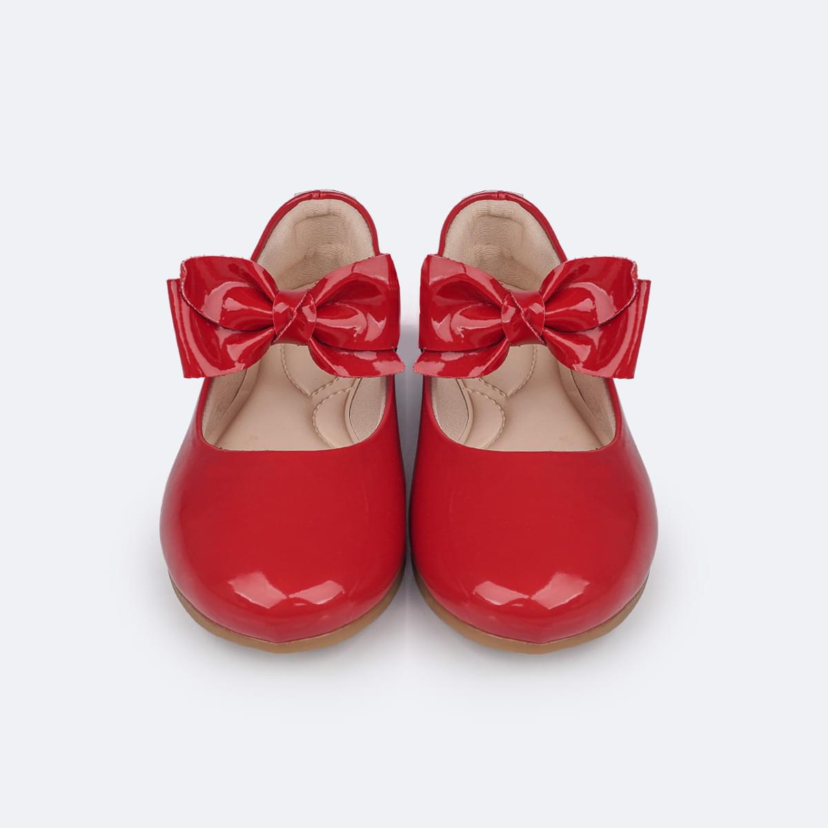 Sapato Infantil Feminino Pampili Angel com Laço Removível Verniz Vermelho