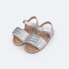 Sandália de Bebê Pampili Nana Matelassê Prata Holográfica