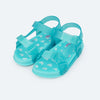 Sandália Papete Infantil Pampili Sun Glee Corações Azul Tiffany
