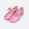 Sapato Infantil Feminino Pampili Angel Laço Removível Rosa Sorvete Verniz
