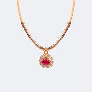 Colar Choker Infantil Pampili Flor Strass Pink - colar flor de strass