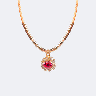 Colar Choker Infantil Pampili Flor Strass Pink - colar flor de strass