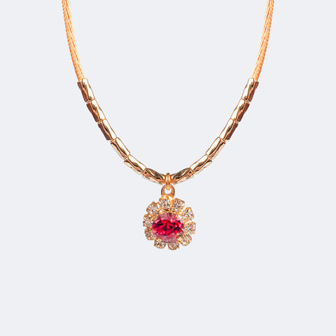 Colar Choker Infantil Pampili Flor Strass Pink - colar flor de strass